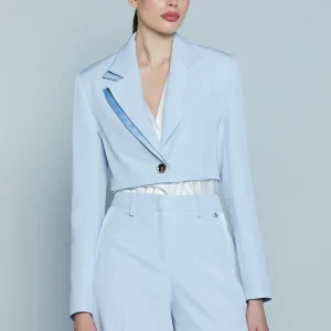 Giacca ERSILIA_A Corta M/L Bott.Gioiello Strass con Collo Revers Raso