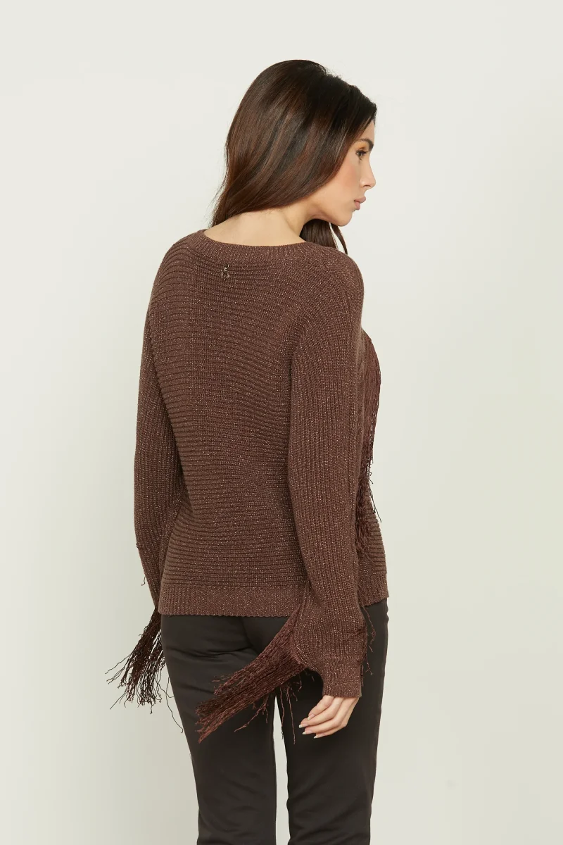 Maglia ROBERTA manica lunga con trecce più frange lurex - immagine 4