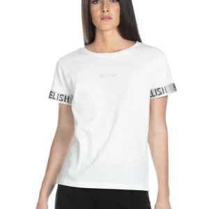 T-shirt CARLIT mezza manica con nastro strass logo più stampa